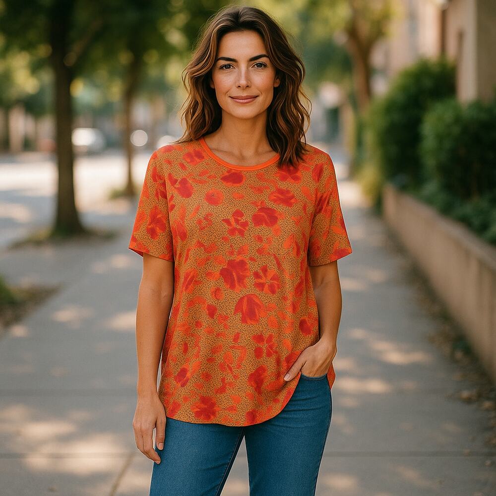 LuLaRoe Orange Brown Red Blue Irma Top Tunic XXS NEW NWT Polka Dot